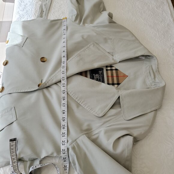 BURBERRYS X-LONG COTTON BLEND TRENCH COAT - LIGHT SAGE GREEN - - Picture 8 of 14